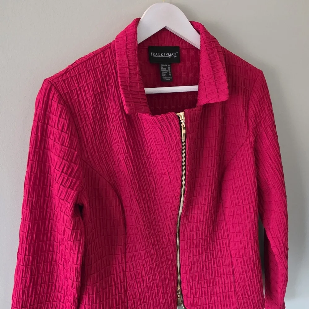 Frank Lyman Design 10 Modern Contemporary Textured Exposed Zipper  Knit Jacket - Picture 6 of 13